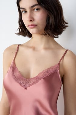 Silk Camisole with Lace Details;${refinementColor}
