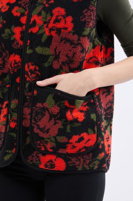 Ärmellose Strickjacke mit Sherpa-Effekt;${refinementColor}