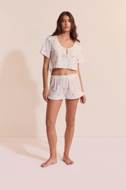 Short de pyjama en coton &agrave; motifs cerises;${refinementColor}