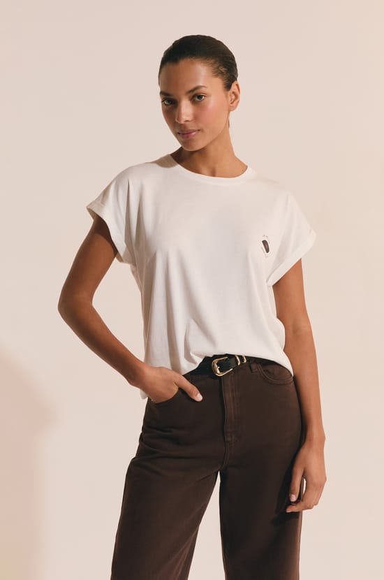 T-shirt manches courtes avec coton;${refinementColor}