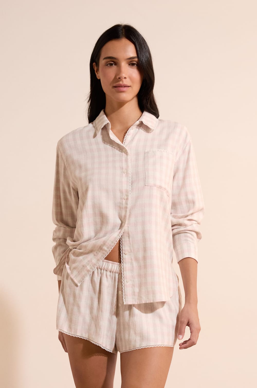 Short de pyjama &agrave; carreaux avec coton;${refinementColor}