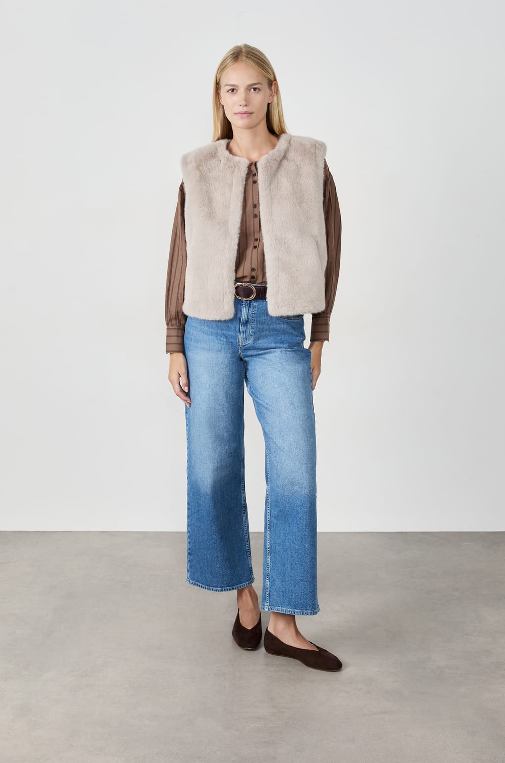 Sleeveless Faux Fur Jacket;${refinementColor}