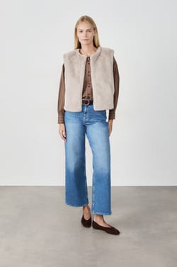 Sleeveless Faux Fur Jacket;${refinementColor}