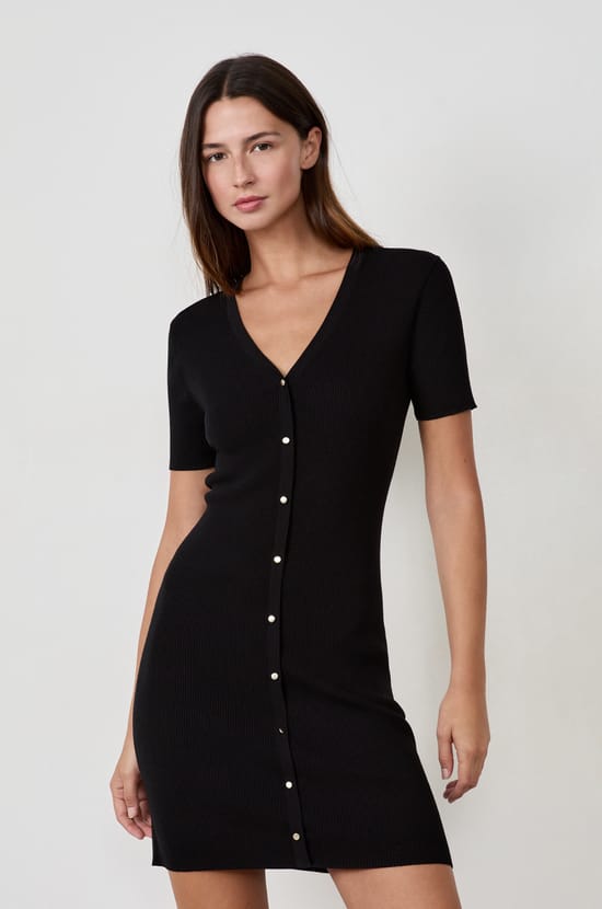 Short Dress with Buttons;${refinementColor}