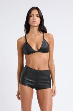Leather Boyleg Shorts;${refinementColor}