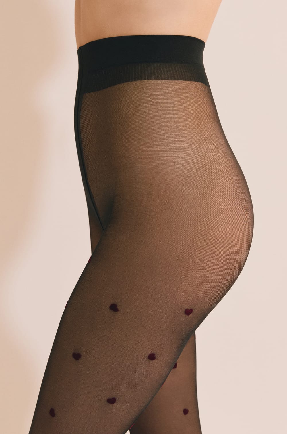 Collant transparent &agrave; motifs c&oelig;urs - 15 Deniers;${refinementColor}