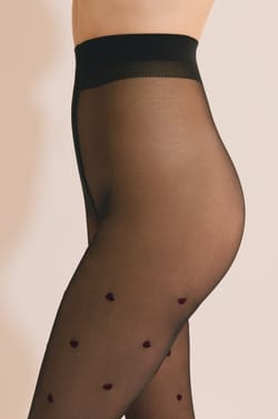 Collant transparent &agrave; motifs c&oelig;urs - 15 Deniers;${refinementColor}