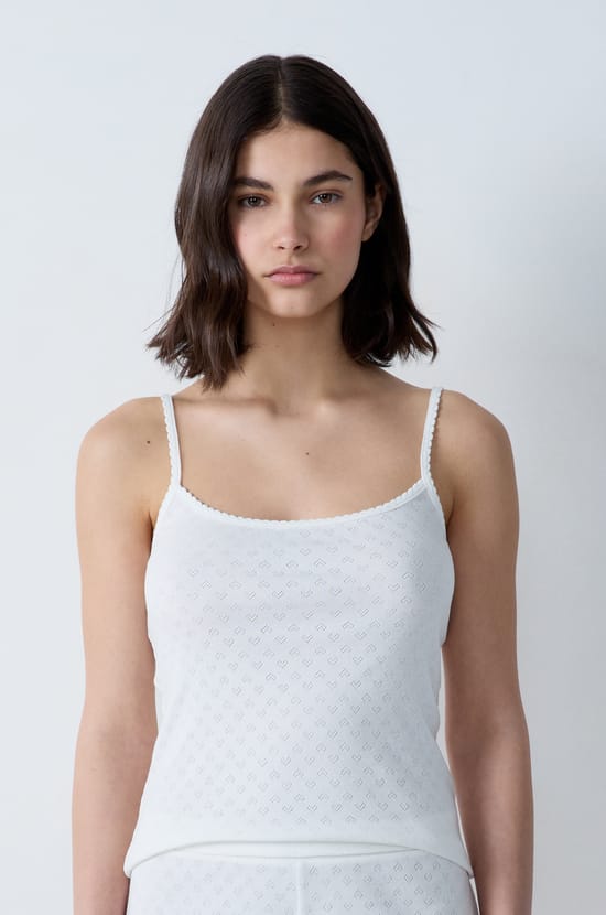 Caraco en coton pointelle;${refinementColor}