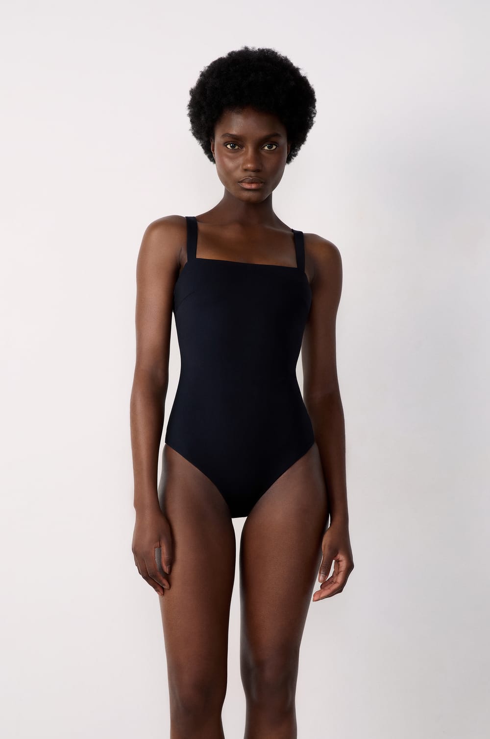 One-Piece Shaping Swimsuit with Square Neckline;${refinementColor}