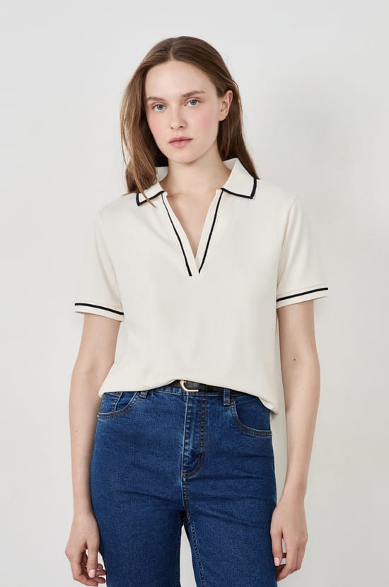 Short-sleeved cotton polo shirt;${refinementColor}