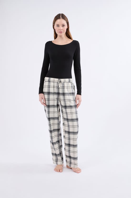 Pantalon de pyjama à carreaux en coton;${refinementColor}