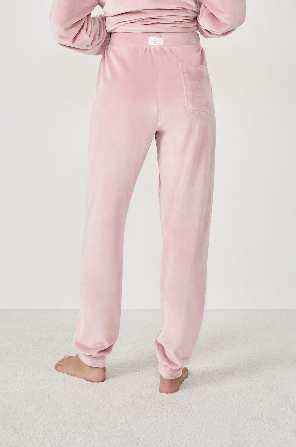 Velvet-effect pyjama trousers;${refinementColor}