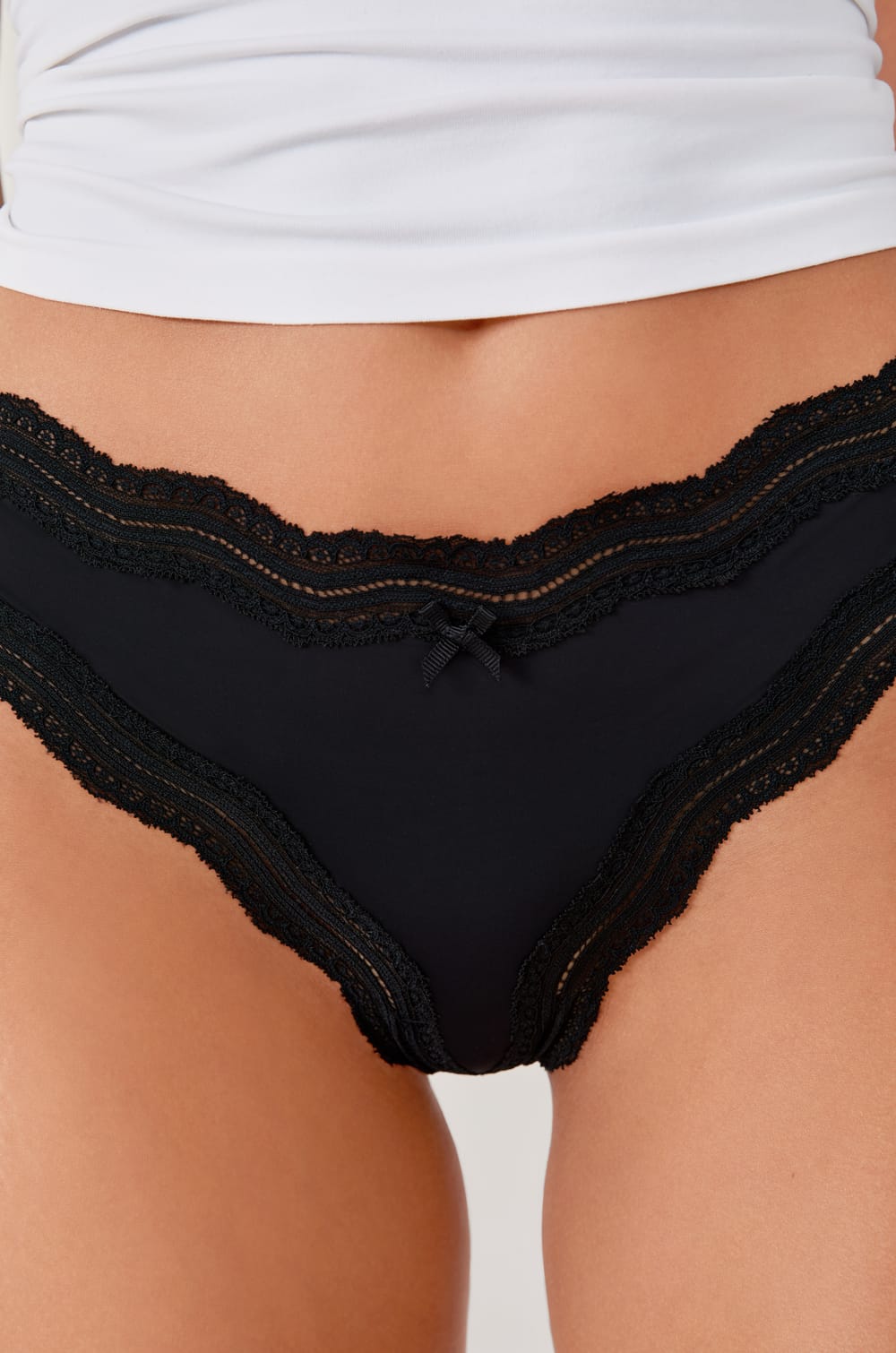 Microfibre Tanga with Lace Edges;${refinementColor}