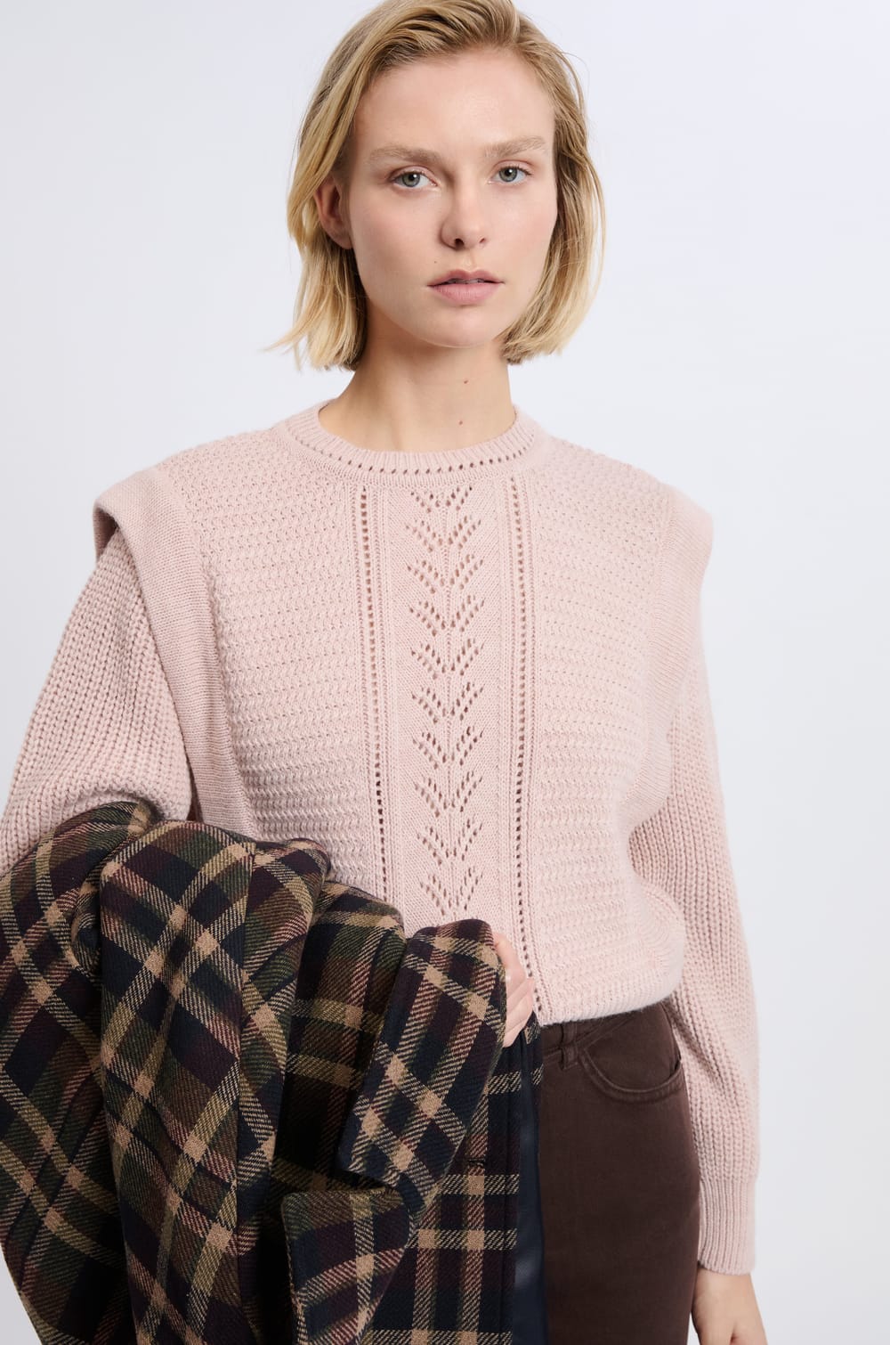 Wool Sweater With Shoulder Pads;${refinementColor}