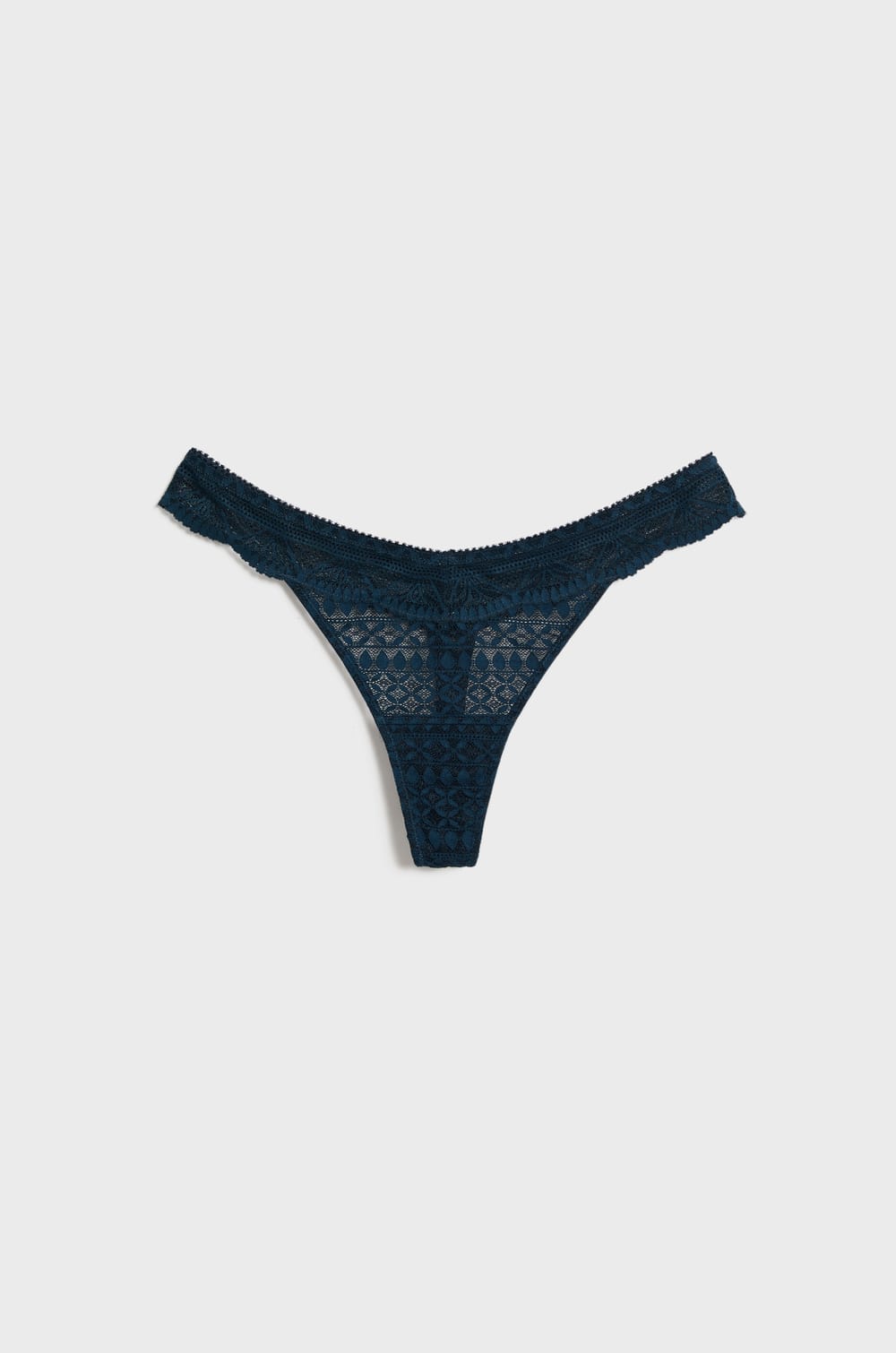 Tanga de hilo con encaje con motivos gráficos;${refinementColor}