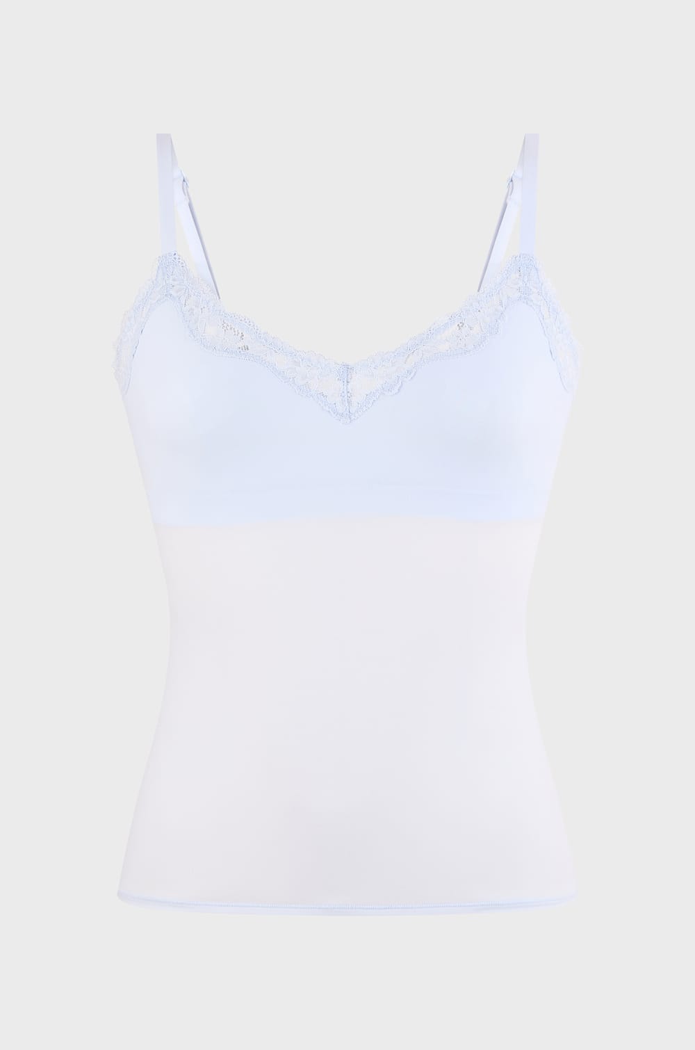 Camisole in Microfibre and Lace with Integrated Bralette;${refinementColor}
