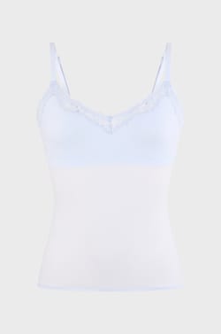 Camisole in Microfibre and Lace with Integrated Bralette;${refinementColor}