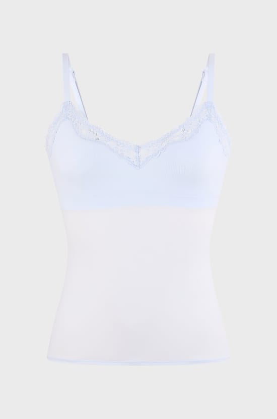 Tr&auml;gertop aus Mikrofaser und Spitze mit integriertem BH und Pads;${refinementColor}