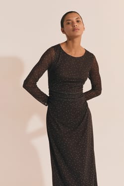 Long Dress in Satin Tulle;${refinementColor}