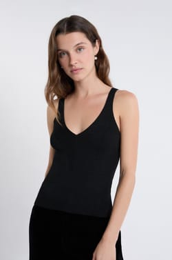 Geribbeld iriserende tanktop;${refinementColor}