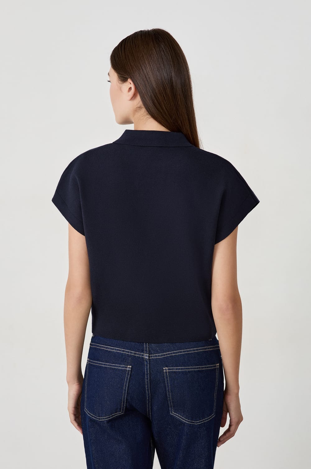 Pull sans manches col Polo;${refinementColor}