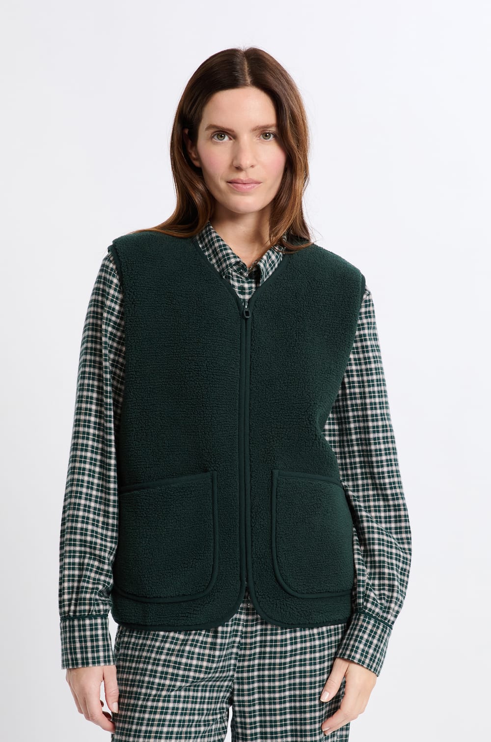 Sleeveless Cardigan With Pockets;${refinementColor}