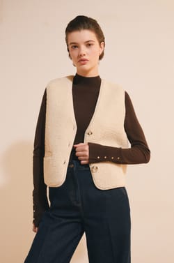 Veste sans manches effet sherpa;${refinementColor}