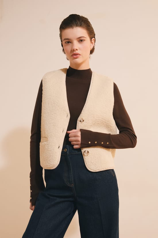 Veste sans manches effet sherpa;${refinementColor}