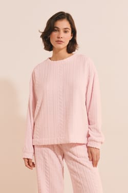 Pull col rond avec motifs tress&eacute;s;${refinementColor}