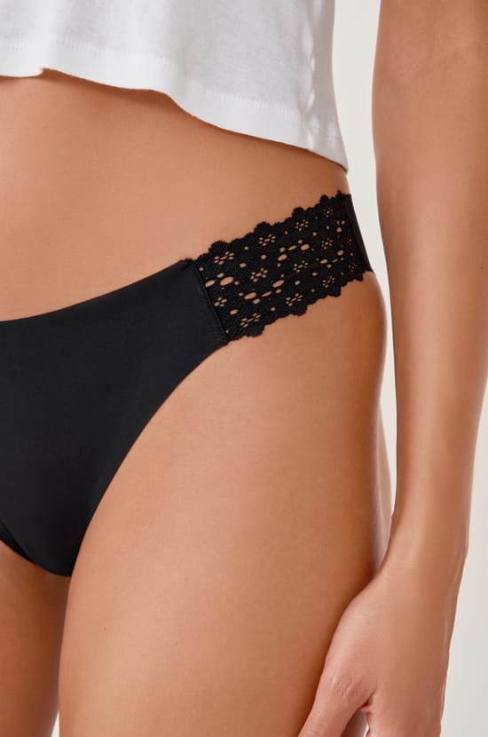 Microfiber And Lace Bikini;${refinementColor}