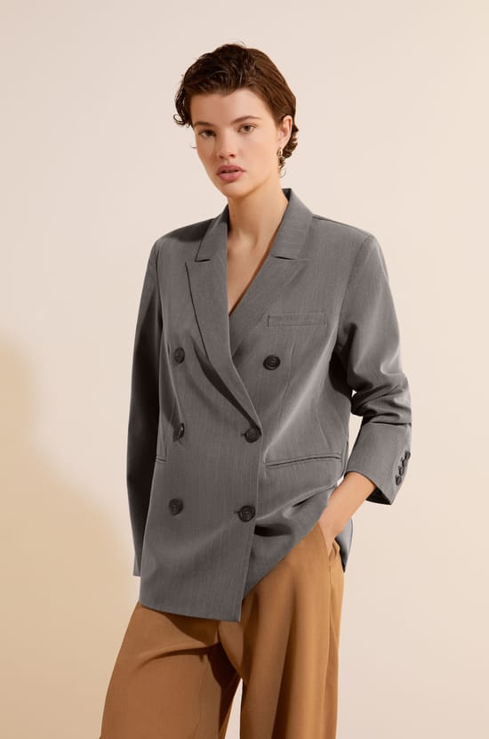Veste blazer &agrave; rayures;${refinementColor}