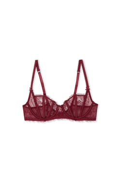 Balconette Bra in Tulle and Satin;${refinementColor}