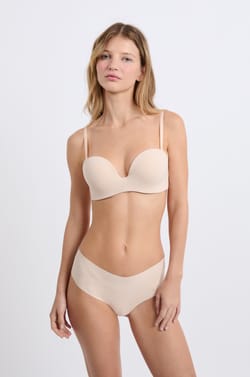 Microfibre push-up strapless bra with removable straps;${refinementColor}