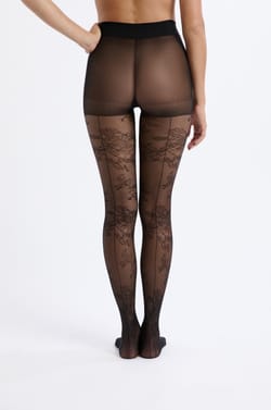 Collant transparent &agrave; fleurs - 15D;${refinementColor}