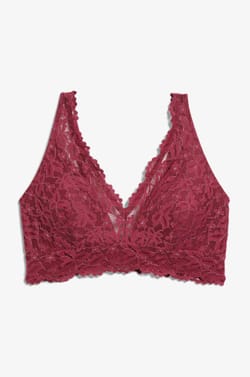 Post-mastectomy Wireless Triangle Bra with Iridescent Lace;${refinementColor}