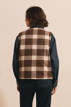 Gilet sans manches &agrave; carreaux;${refinementColor}