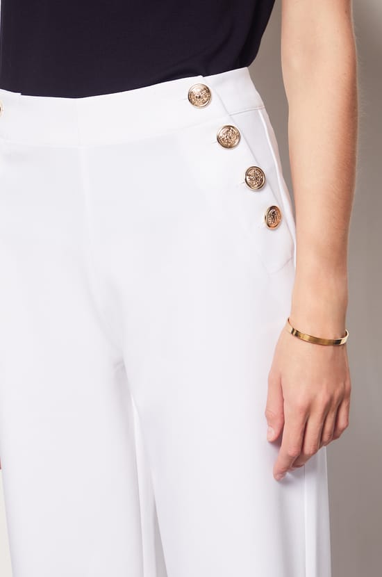 Wide Cut Trousers with Button Details;${refinementColor}