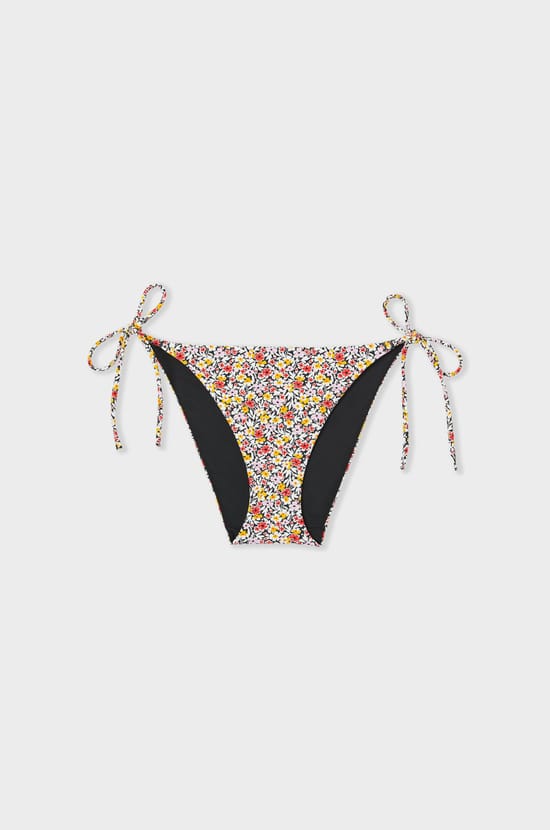 Floral tie-side bikini thong bottom;${refinementColor}