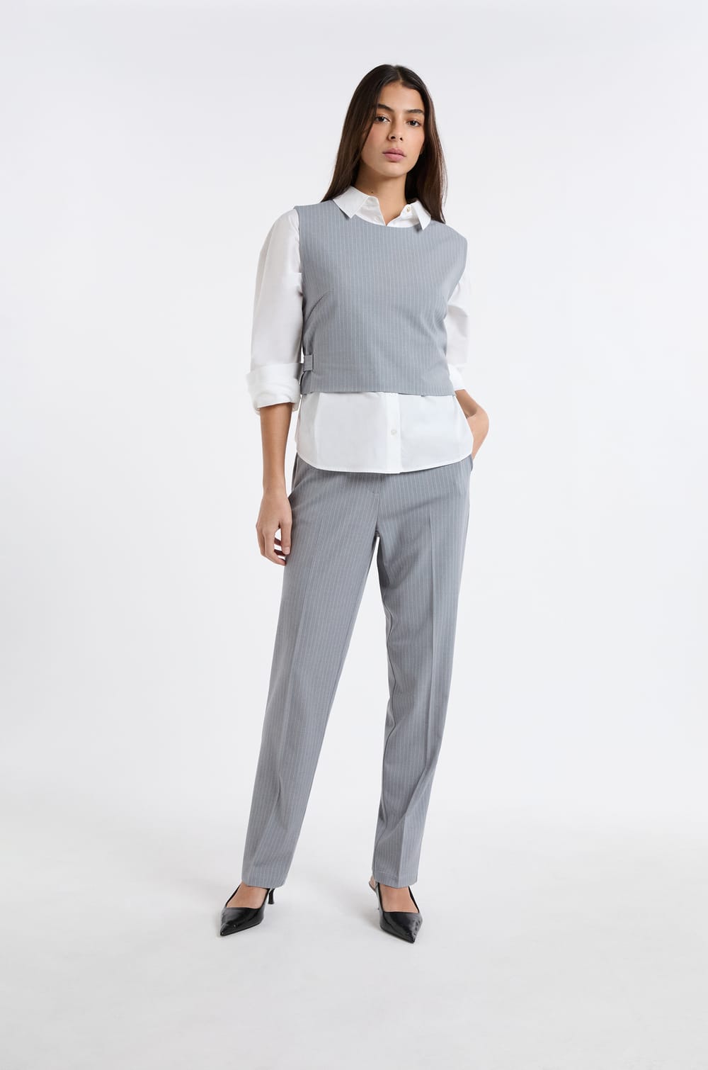 Top sans manches &agrave; rayures;${refinementColor}