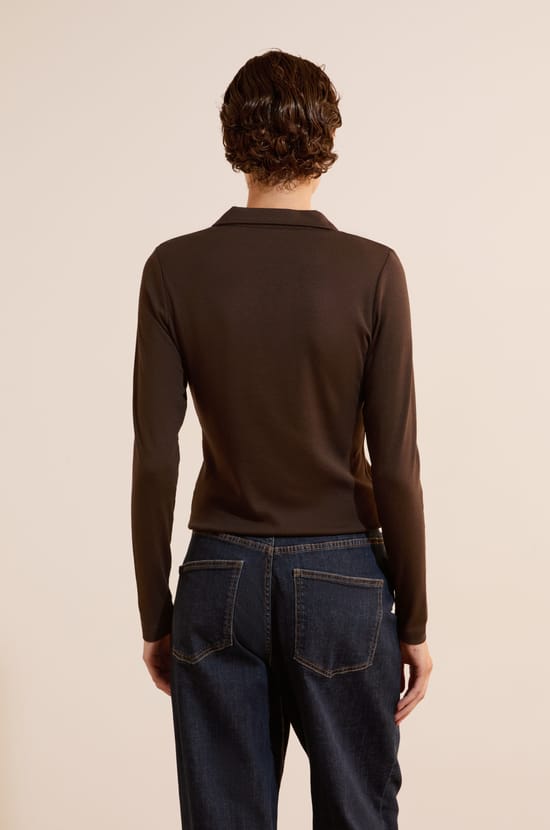 T-shirt col polo avec coton modal;${refinementColor}