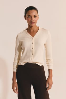 Ribbed Cotton Cardigan;${refinementColor}