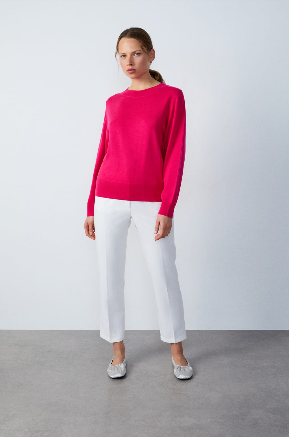 Round Neck Sweater with Wool;${refinementColor}