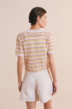 Cardigan manches courtes ouvert sur le devant;${refinementColor}