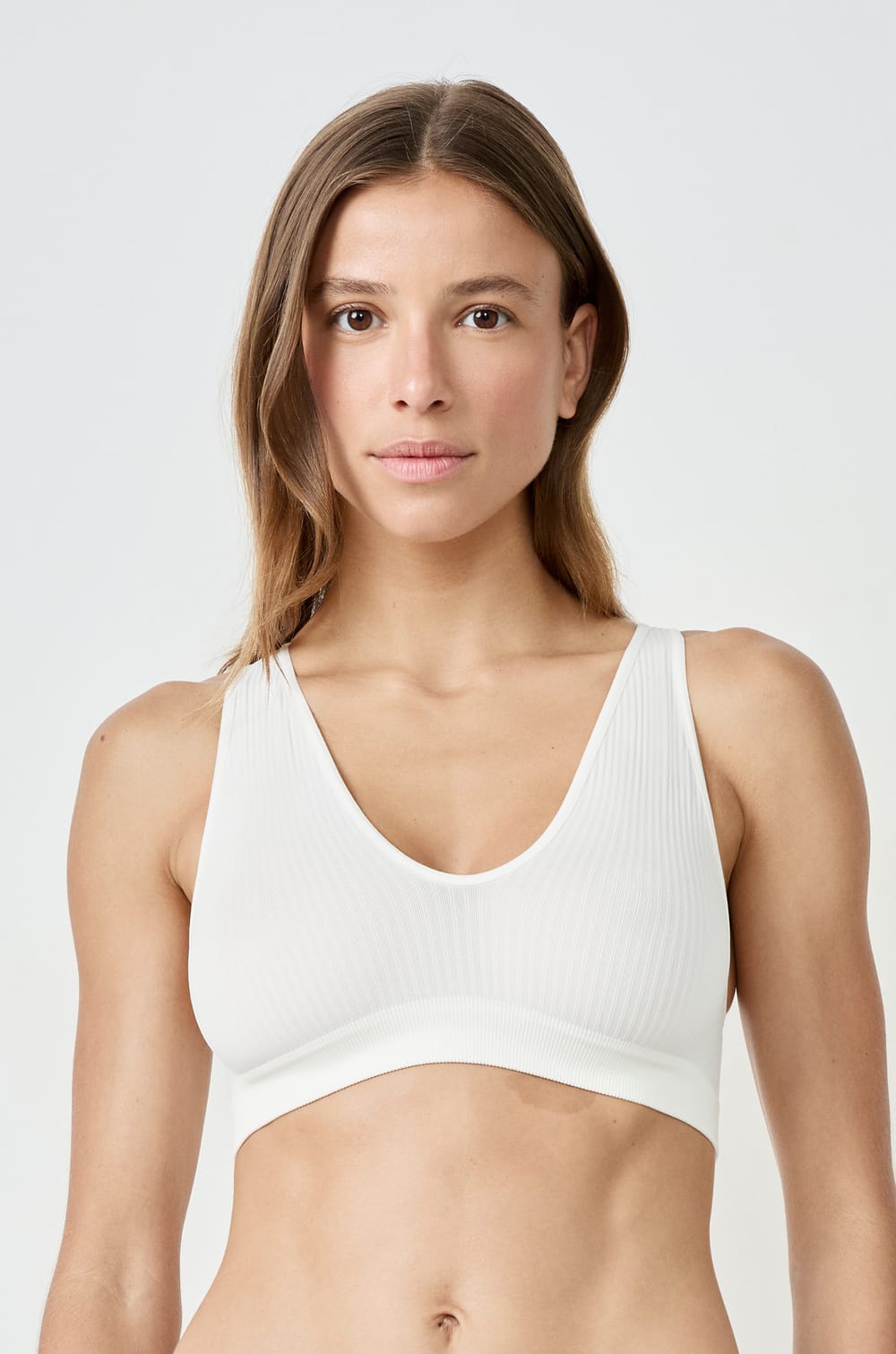 Soutien-gorge brassière côtelée;${refinementColor}