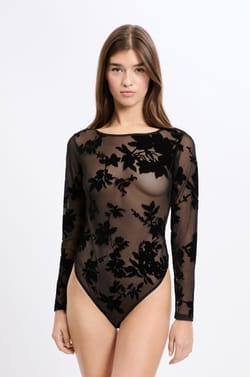 Sheer Floral Bodysuit;${refinementColor}