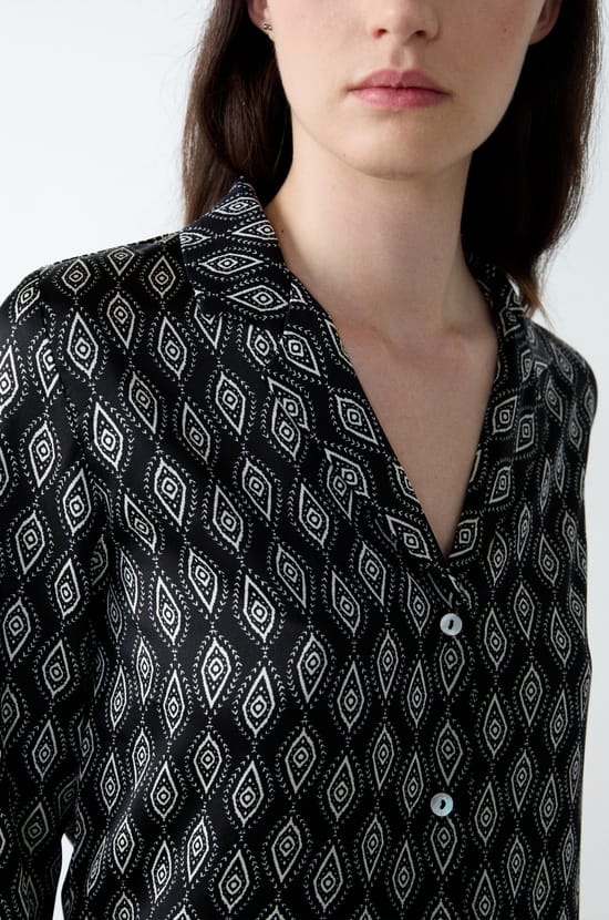 Chemise de pyjama satinée imprimée;${refinementColor}