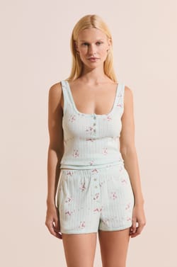 Short de pyjama &agrave; motifs en coton pointelle;${refinementColor}