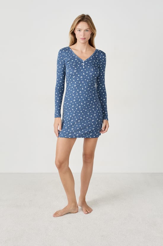 Chemise de pyjama à fleurs;${refinementColor}