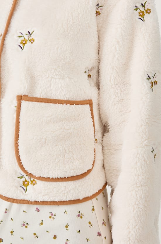 Veste avec broderies fleurs;${refinementColor}