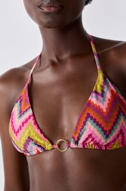 Triangle haut de maillot de bain à motifs;${refinementColor}